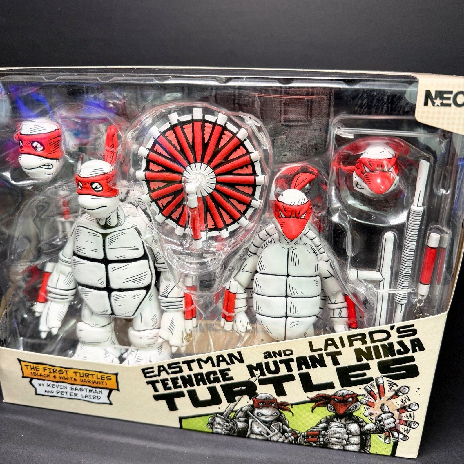 NECA TMNT Teenage Mutant Ninja Tuetles Eastman Laird's First Turtles B&W 