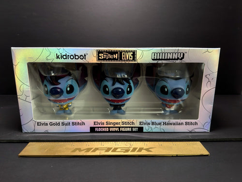 2024 Kidrobot x Disney Stitch x Elvis Bhunny Flocked 4" Vinyl Figure Set