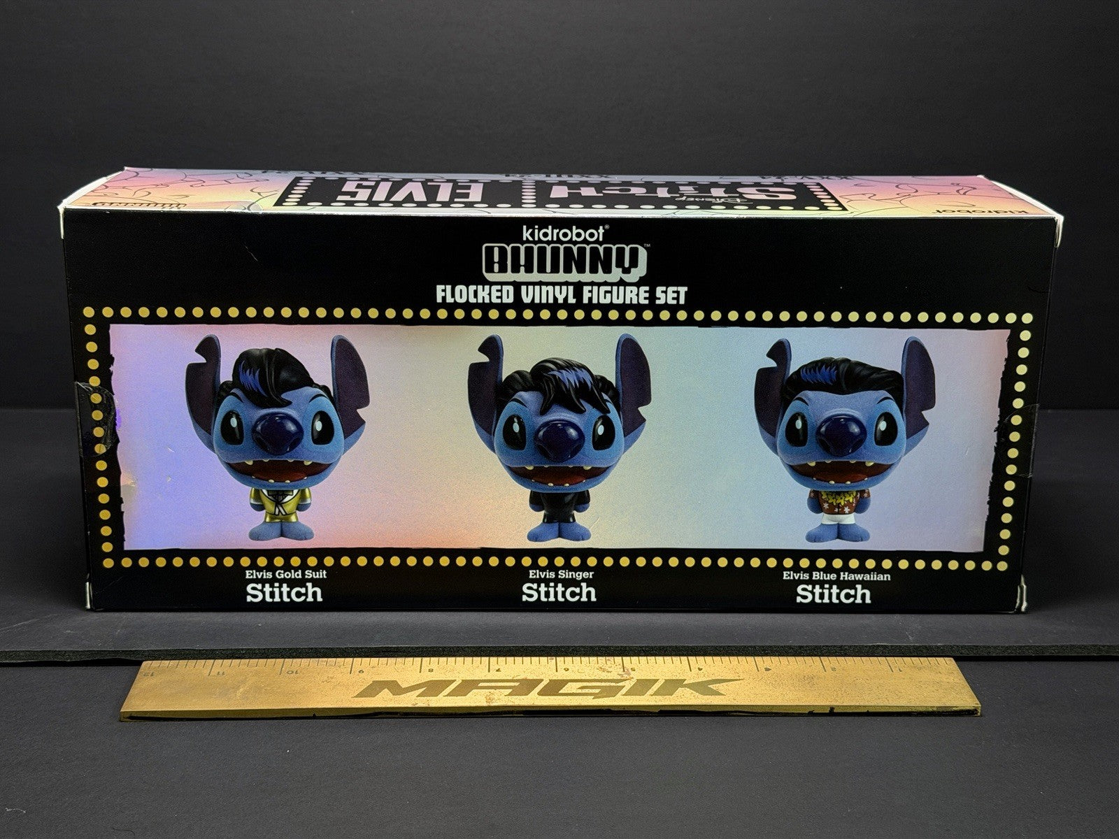2024 Kidrobot x Disney Stitch x Elvis Bhunny Flocked 4" Vinyl Figure Set