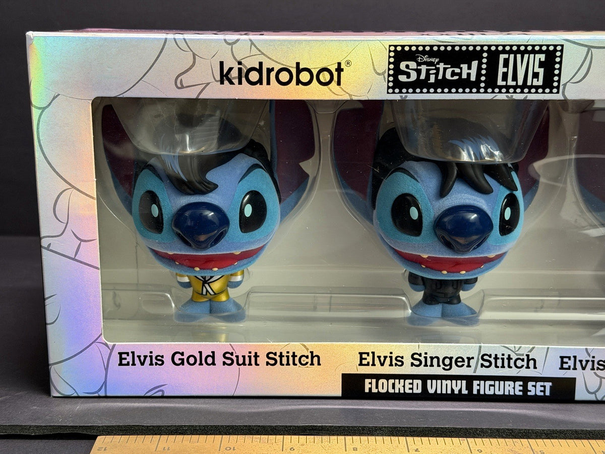 2024 Kidrobot x Disney Stitch x Elvis Bhunny Flocked 4" Vinyl Figure Set