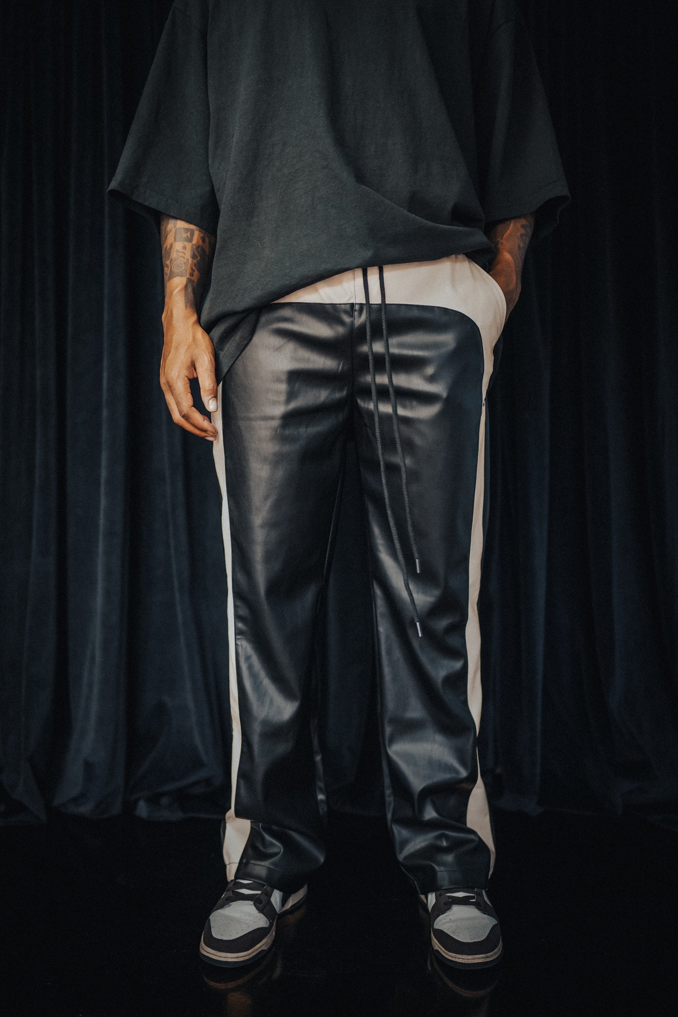HALO PANT - LEATHER BLACK/IVORY