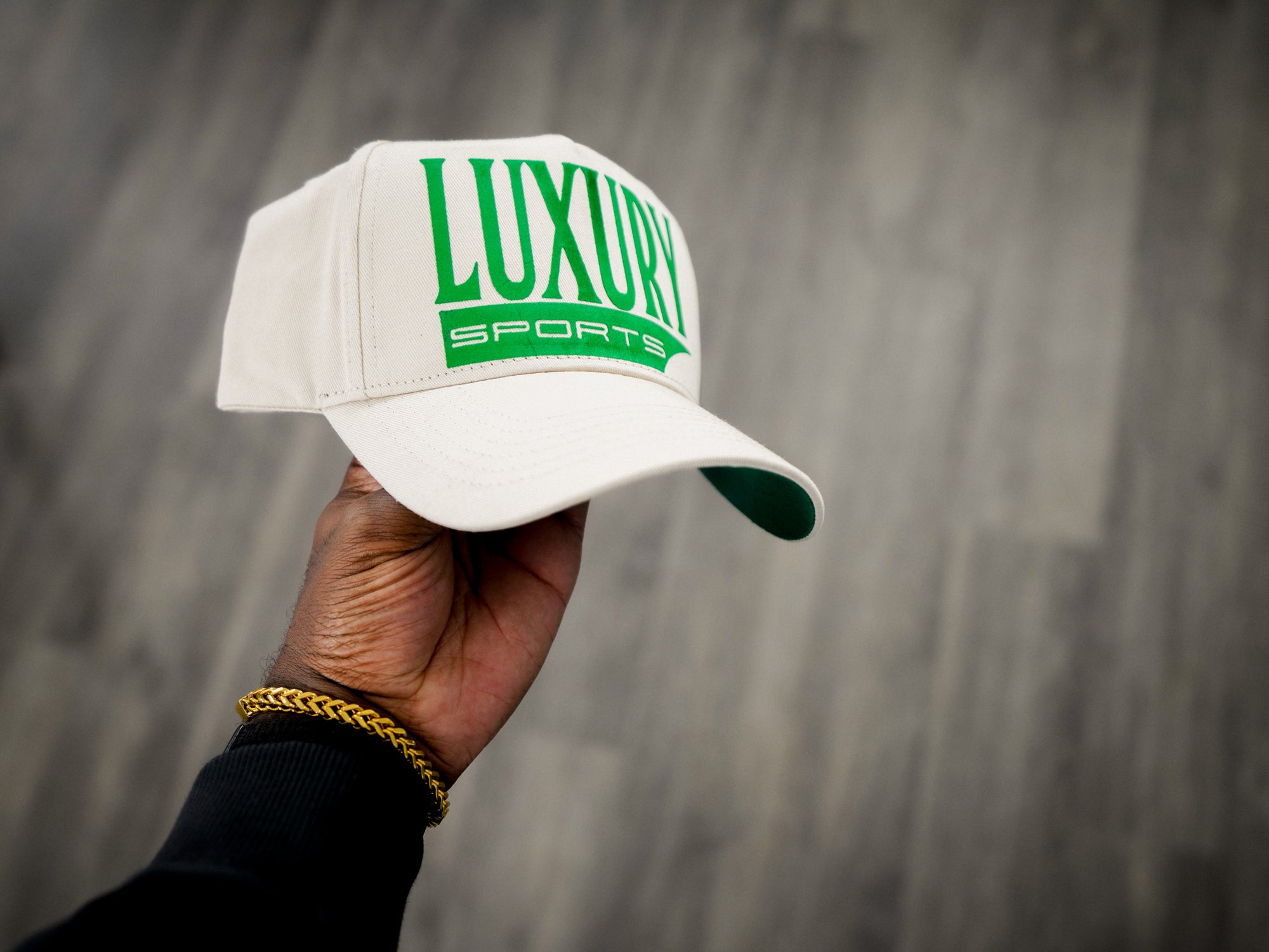 Luxury Sports Snapback - Bone/Turbo Green