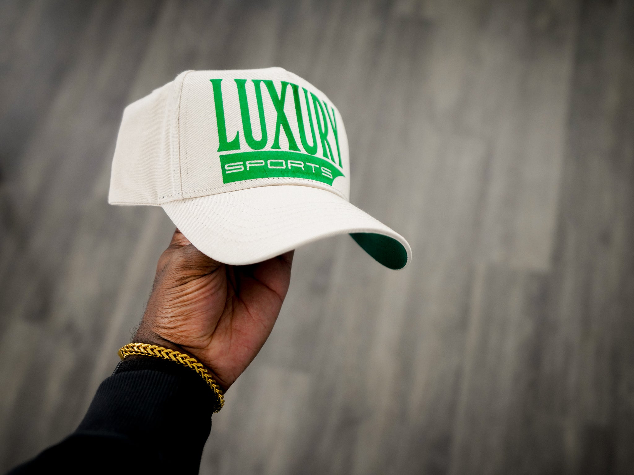 Luxury Sports Snapback - Bone/Turbo Green